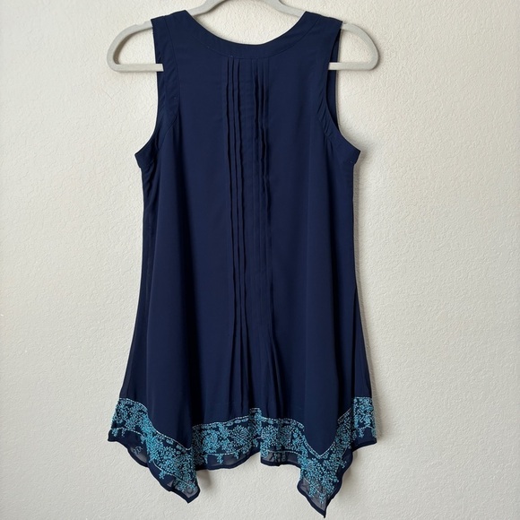 Sundance Beaded Embroidered Handkerchief Hemline Boho Artsy Tunic Tank Blouse - Picture 8 of 10